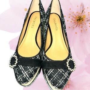 Talbots Women's Black Isa Bow Tinsel Bouclé Pumps